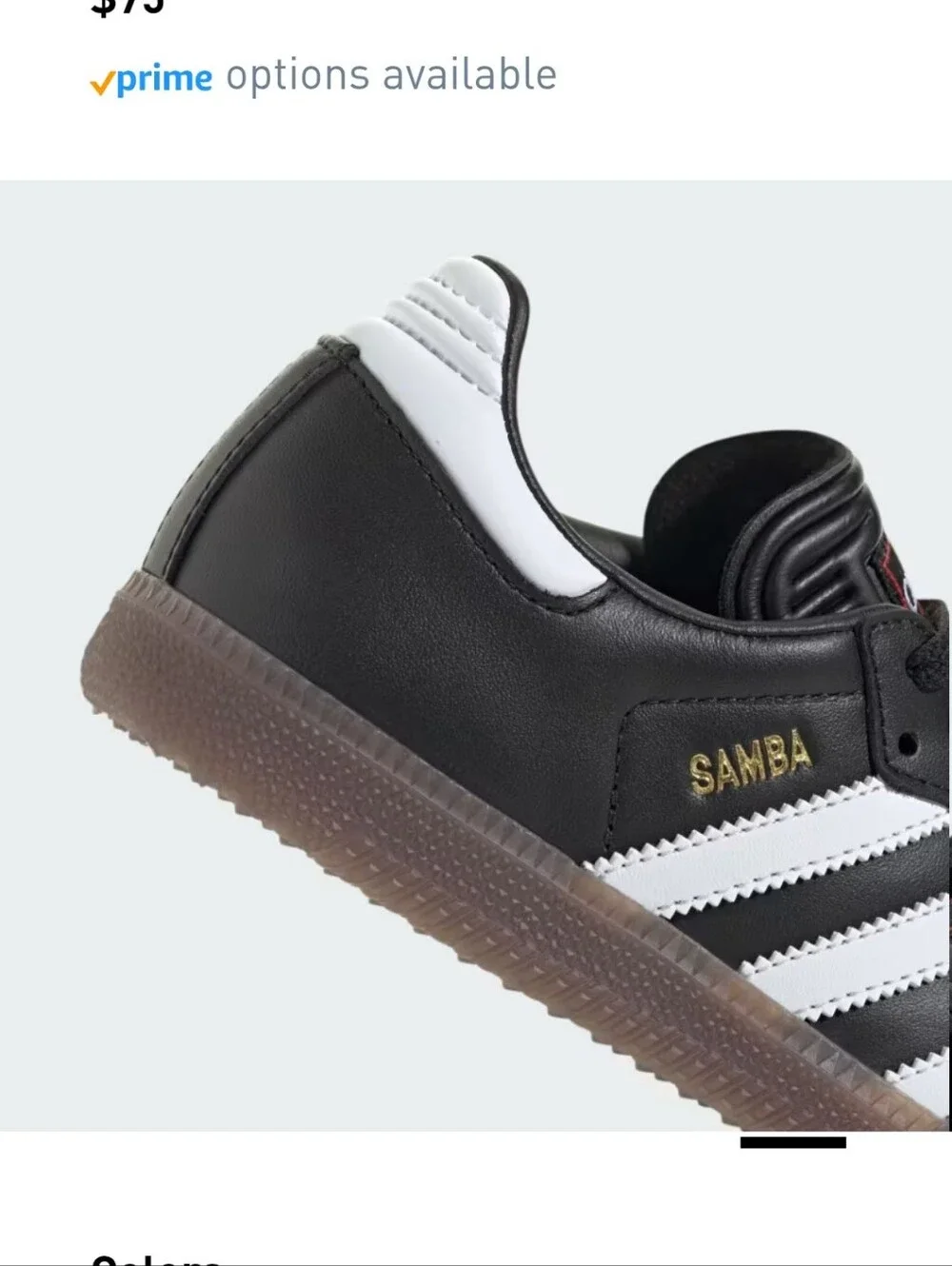 adidas Original Kids' Samba Sneakers in Black and White Gum Sz.11K